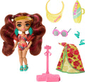 Barbie Extra Fly Minis Travel Doll Beach Look with Pink-Streaked Pigtails, Swimsuit, Sarong & Accessories