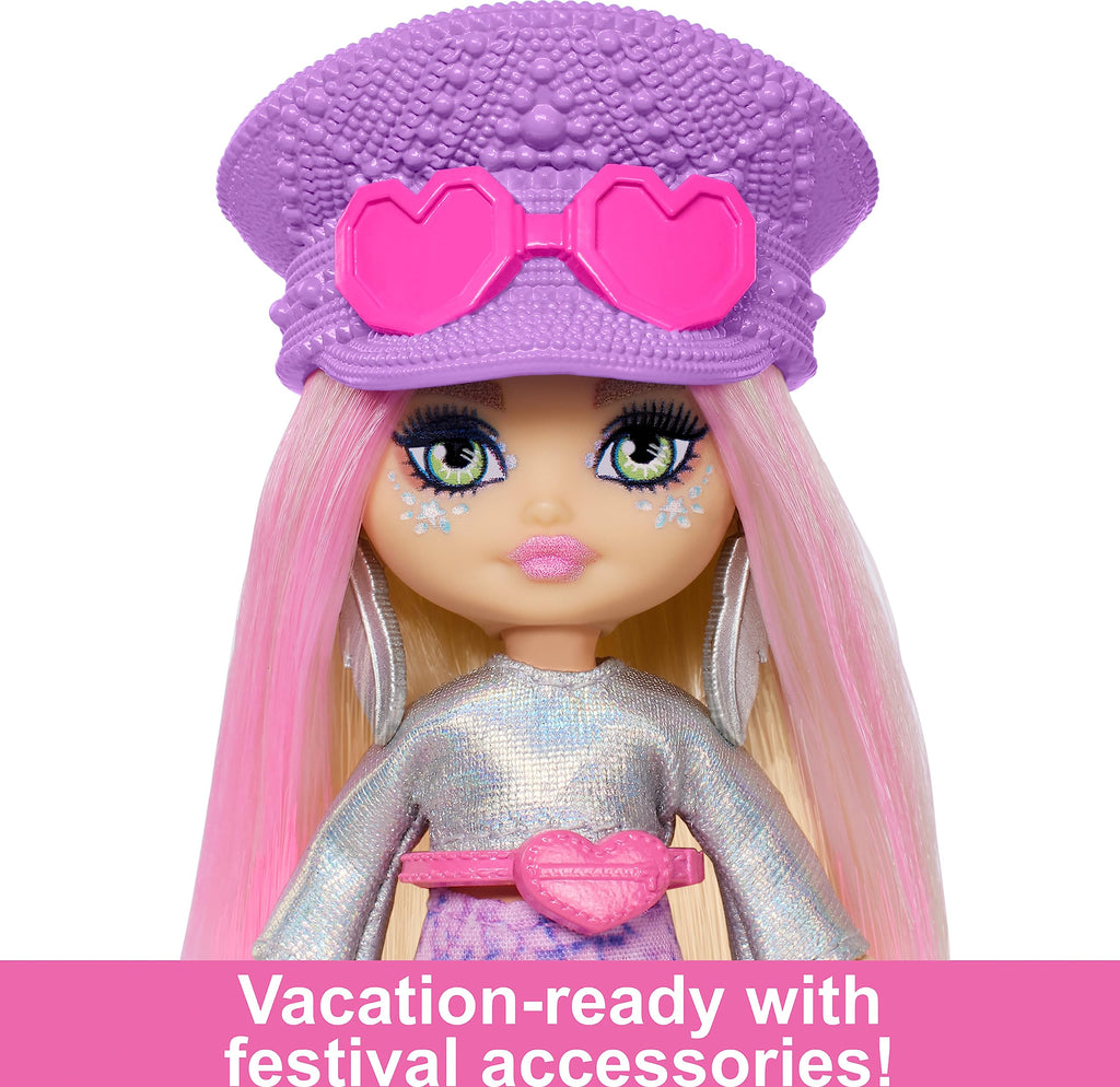 Barbie Extra Mini Minis Travel Doll - Desert Festival Look, 3.25-Inch Posable Doll with Stand