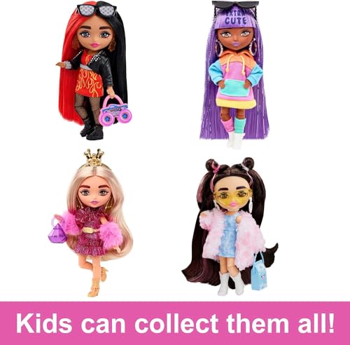 Barbie Extra Minis Doll – 5.5" Flame-Print Dress, Moto Jacket, Red & Black Hair, Posable