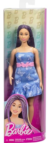 Barbie Fashionistas Doll #231 with Purple Hair and Butterfly-Print Denim Dress
