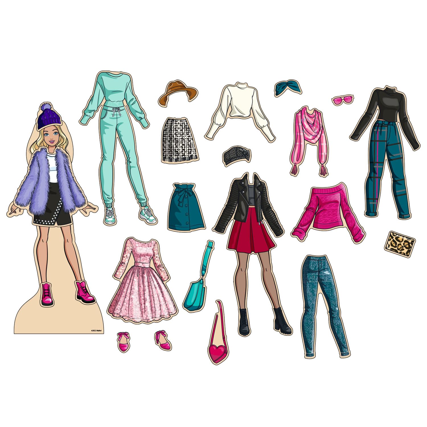 Barbie Magnetic Wooden Dress Up Toy – 26-Piece Mix & Match Set with Storage Box, Ages 3+