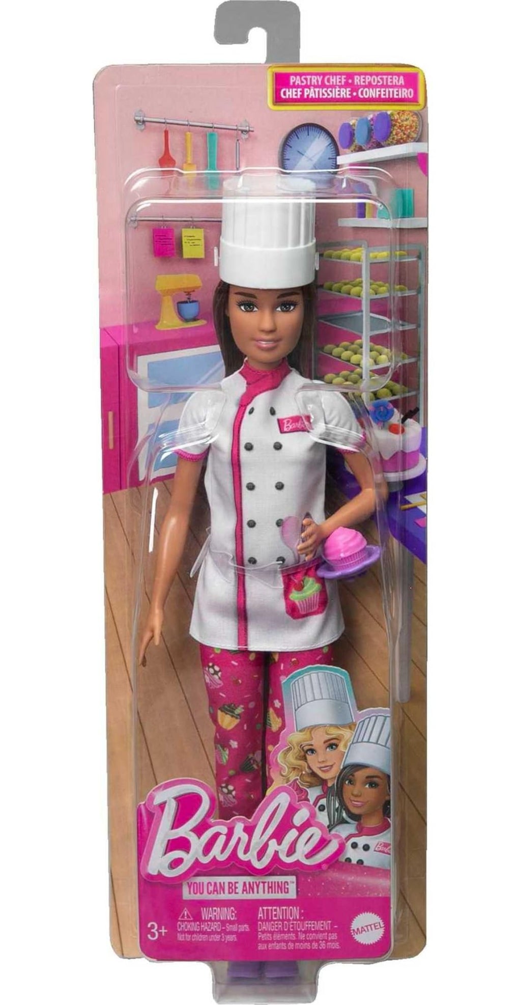 Barbie Pastry Chef Doll with Hat and Cake Slice Accessory for Imaginative Play