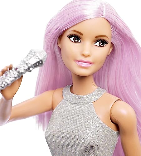 Barbie Pop Star Doll with Pink Hair, Microphone & Iridescent Skirt – Career Doll