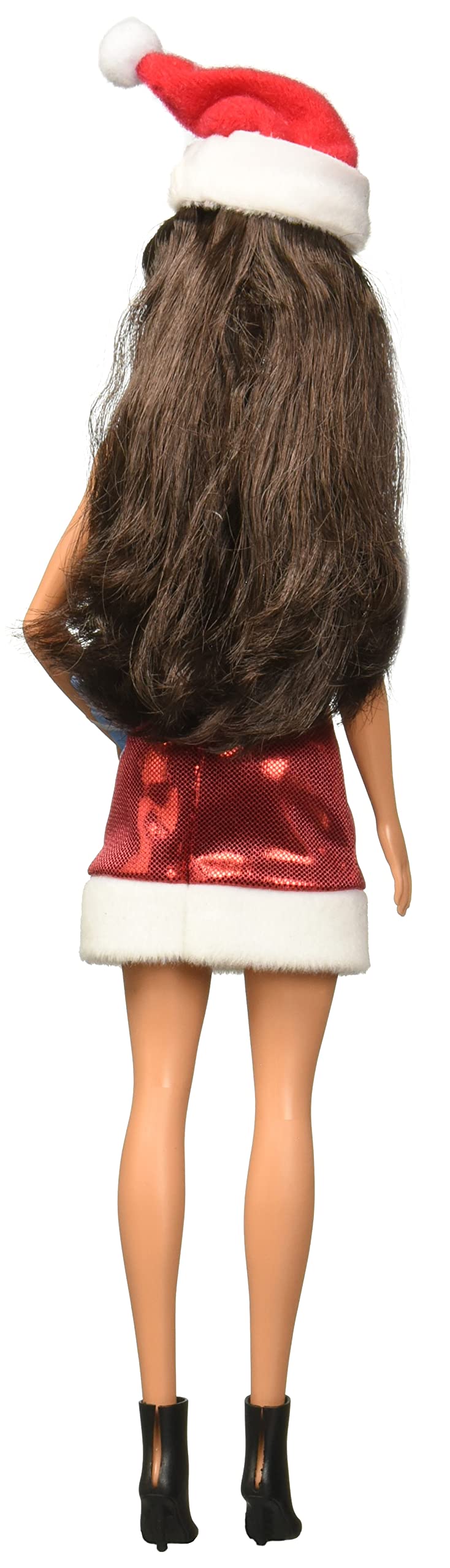Barbie Santa Doll with Brunette Hair, Red Dress, and Accessories