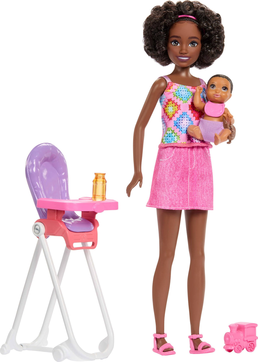 Barbie Skipper Babysitters Inc. Playset with Brunette Doll, Toddler Doll, High Chair & 8 Accessories