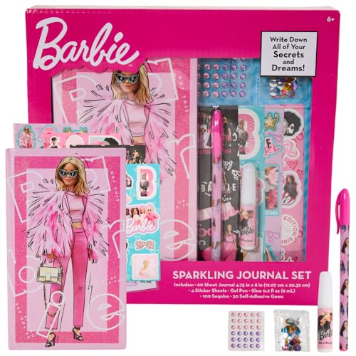 Barbie Sparkle Journal Set – 60-Page Diary with Stickers, Gems & Sequins