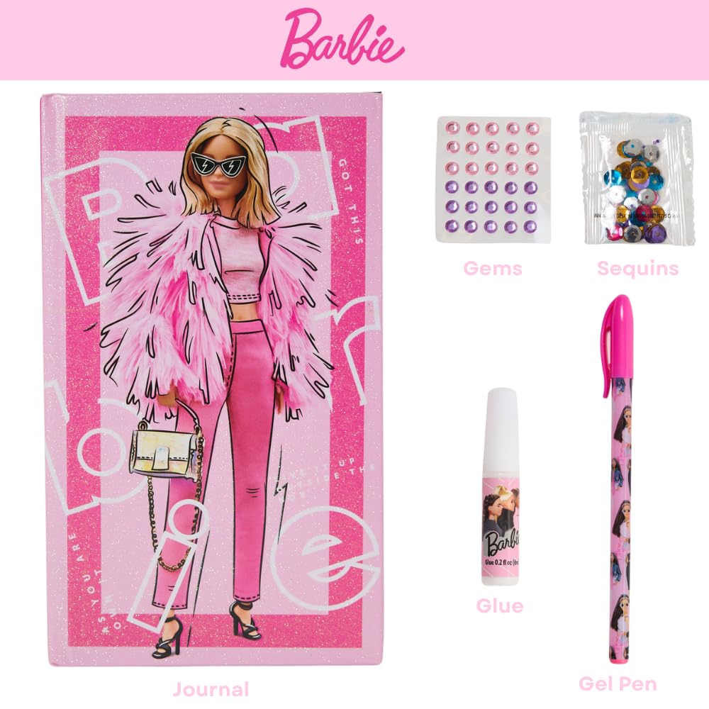 Barbie Sparkle Journal Set – 60-Page Diary with Stickers, Gems & Sequins