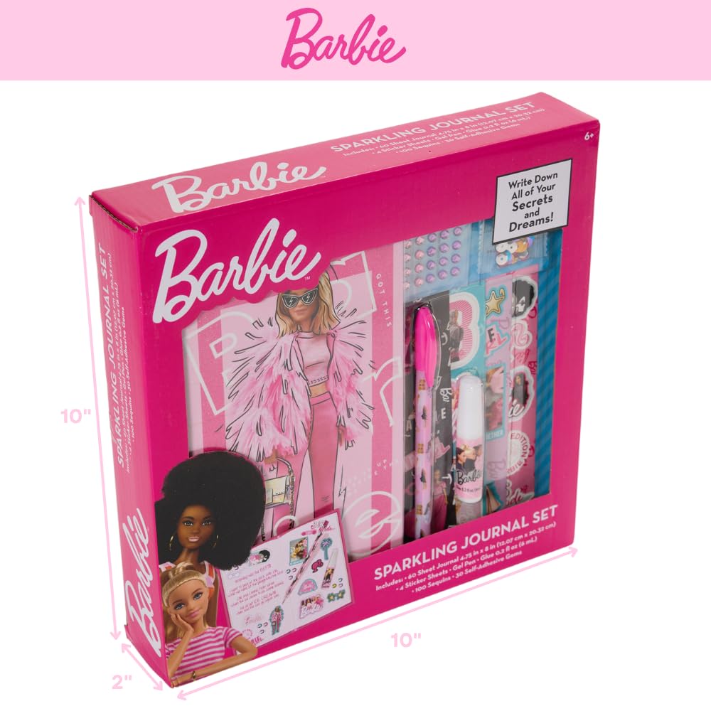 Barbie Sparkle Journal Set – 60-Page Diary with Stickers, Gems & Sequins