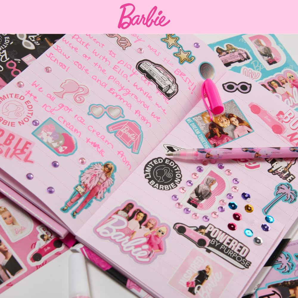 Barbie Sparkle Journal Set – 60-Page Diary with Stickers, Gems & Sequins