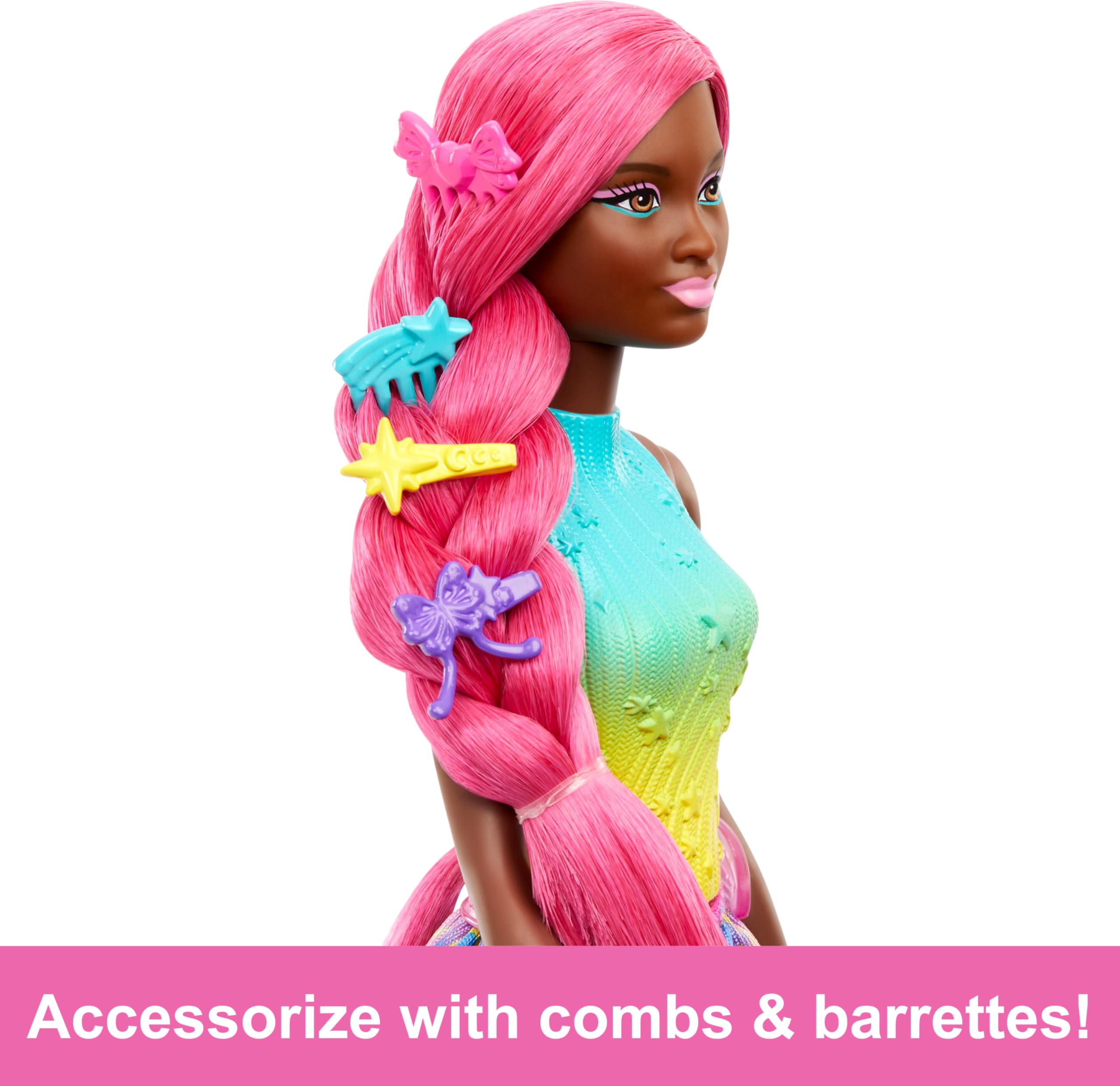 Barbie Unicorn Doll with 7-Inch Magenta Hair & Styling Accessories for Imaginative Play