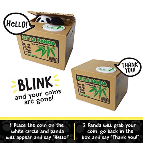 Barelove Kids Piggy Bank - Electronic Panda Coin Counter with Voice Prompts and Stealing Paw
