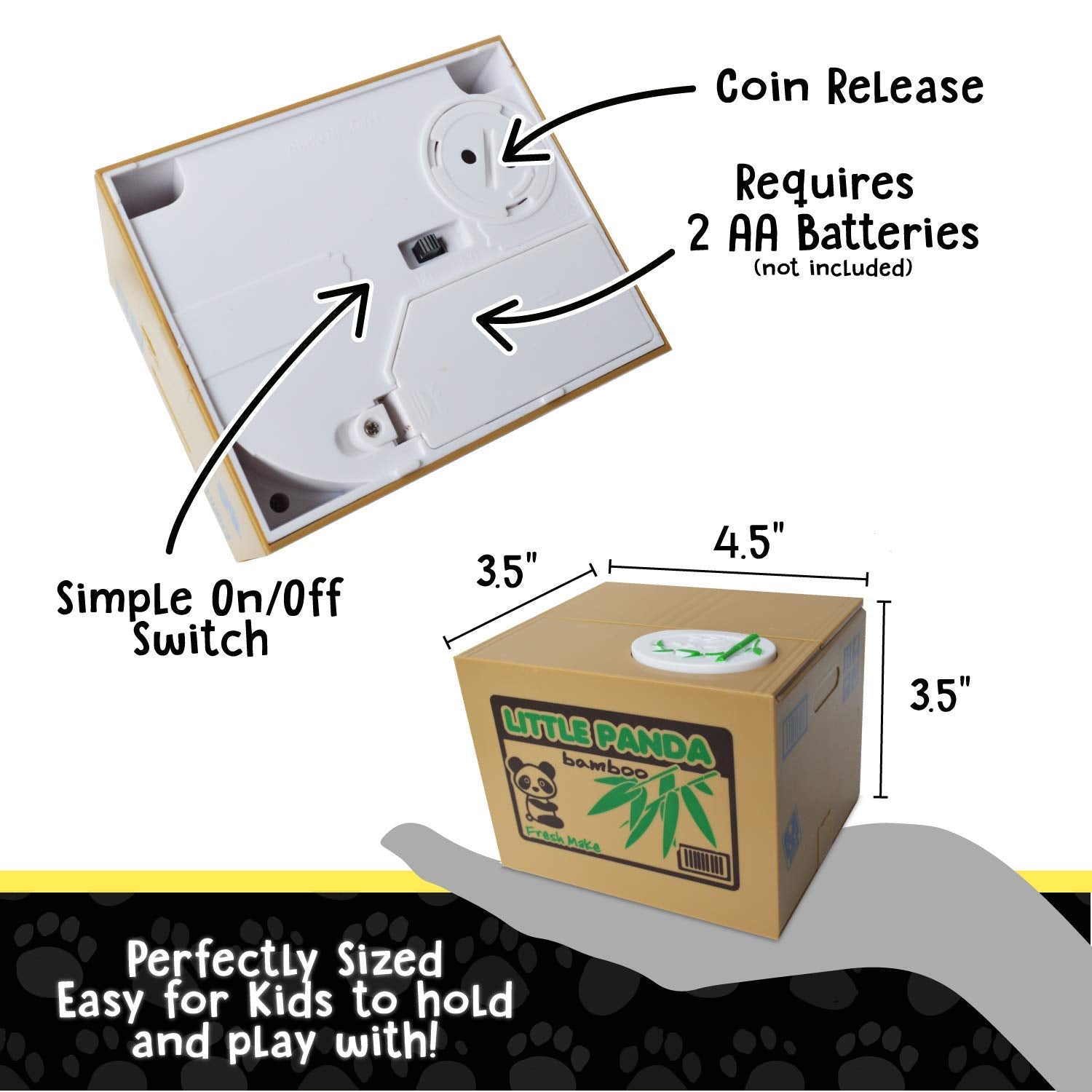 Barelove Kids Piggy Bank - Electronic Panda Coin Counter with Voice Prompts and Stealing Paw