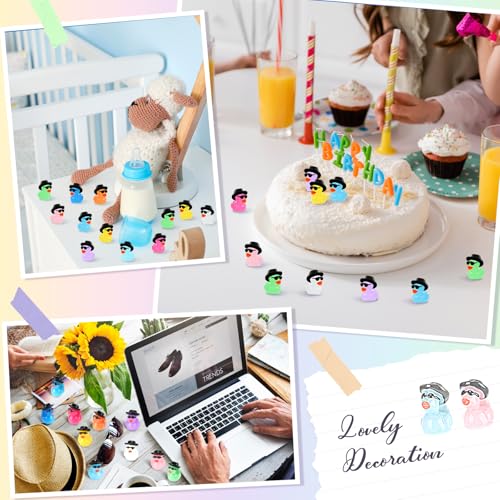 Barydat 150 Mini Resin Cowboy Ducks with Hats and Sunglasses – Bulk Tiny Duck Figures for Party Favors, DIY Crafts, and Dollhouse Decor