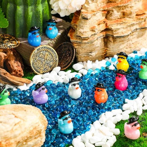 Barydat 200 Pack Mini Resin Cowboy Ducks with Hats and Sunglasses - Bulk Tiny Duck Figurines for Party Favors, DIY Crafts, Dollhouse Decor
