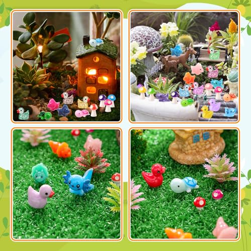 Barydat 200-Piece Mini Resin Animal Figures Set – Duck, Turtle, Dinosaur & More for Hiding Games and Decor