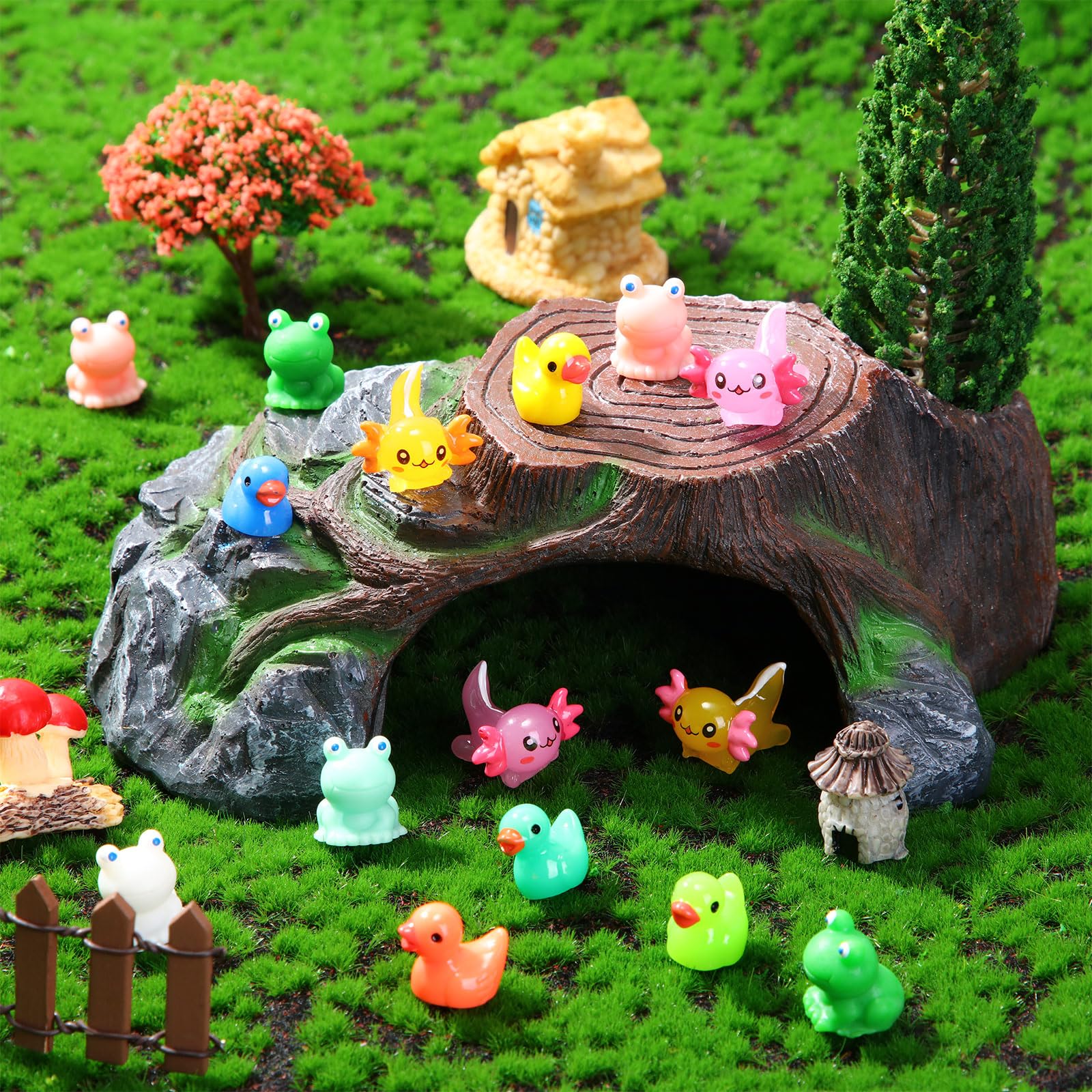 Barydat 200-Piece Mini Resin Animal Figures Set – Duck, Turtle, Dinosaur & More for Hiding Games and Decor