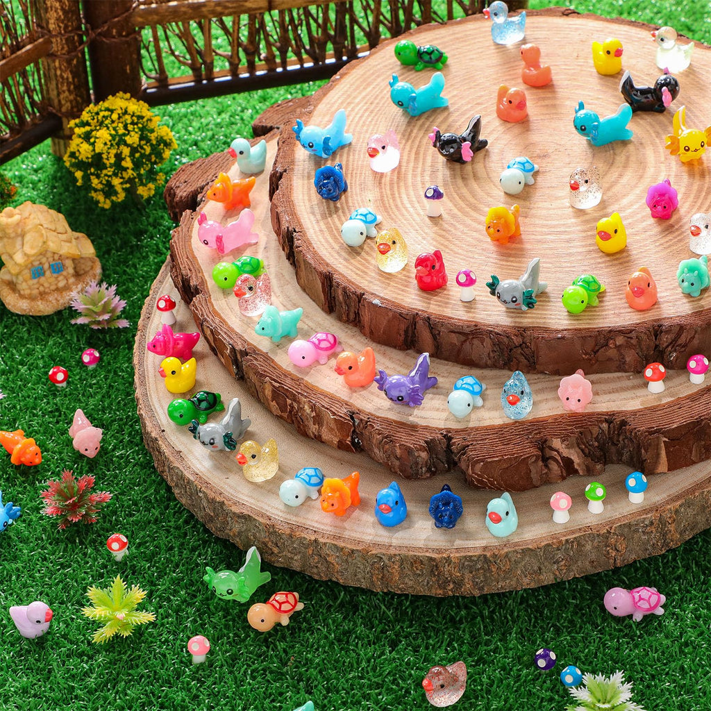 Barydat 200-Piece Mini Resin Animal Figures Set – Duck, Turtle, Dinosaur & More for Hiding Games and Decor