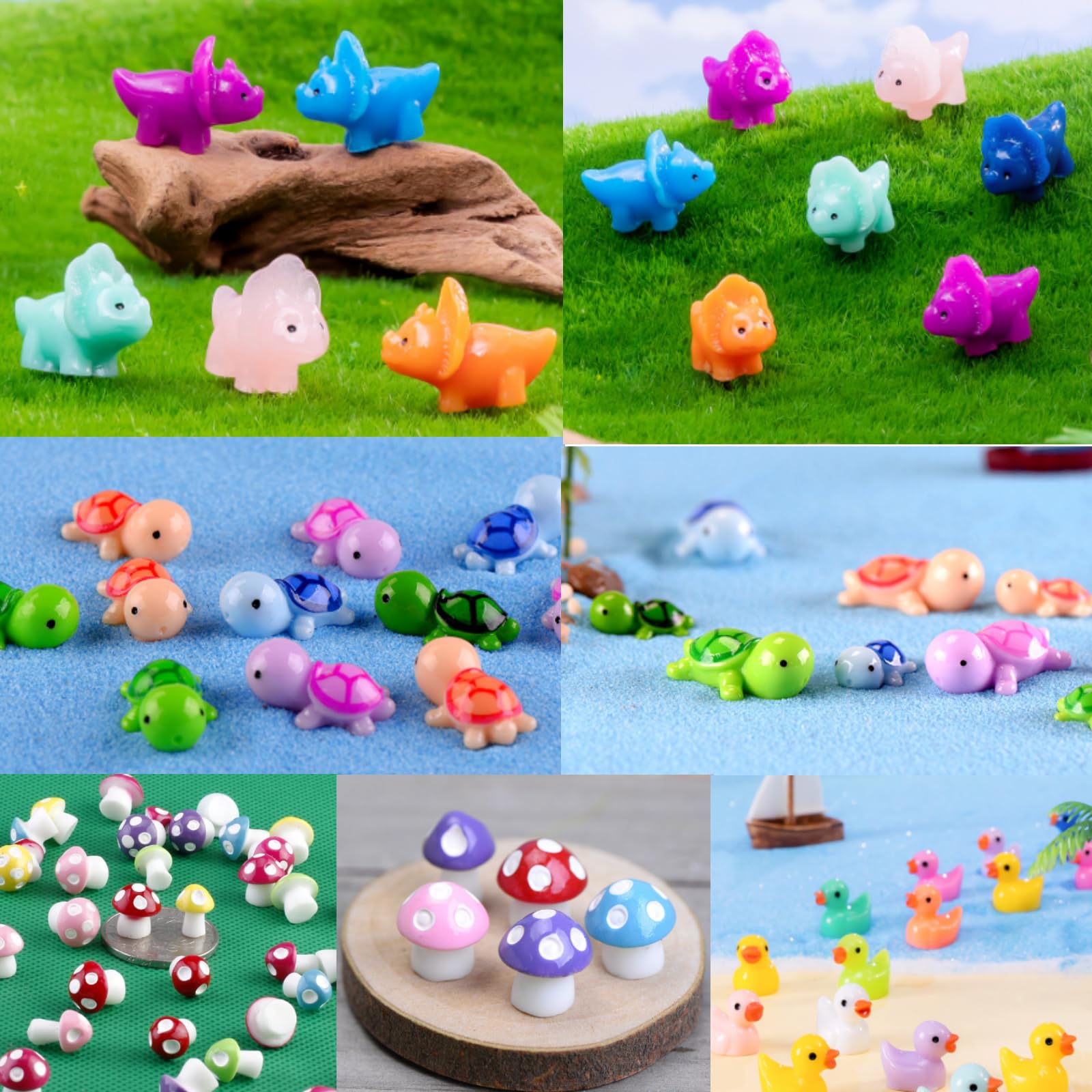 Barydat 200-Piece Mini Resin Animal Figures Set – Duck, Turtle, Dinosaur & More for Hiding Games and Decor