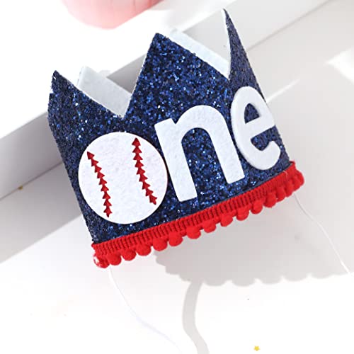 Baseball 1st Birthday Party Decorations Set – Banner, Crown, High Chair Banner & Cake Flag, Our Little All-Star Theme