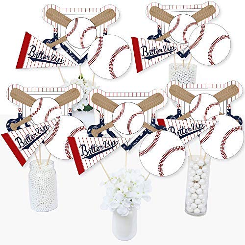 Baseball Party Centerpiece Sticks - 15-Piece Set by Big Dot of Happiness - Double-Sided Cardstock Table Toppers for Sports Events
