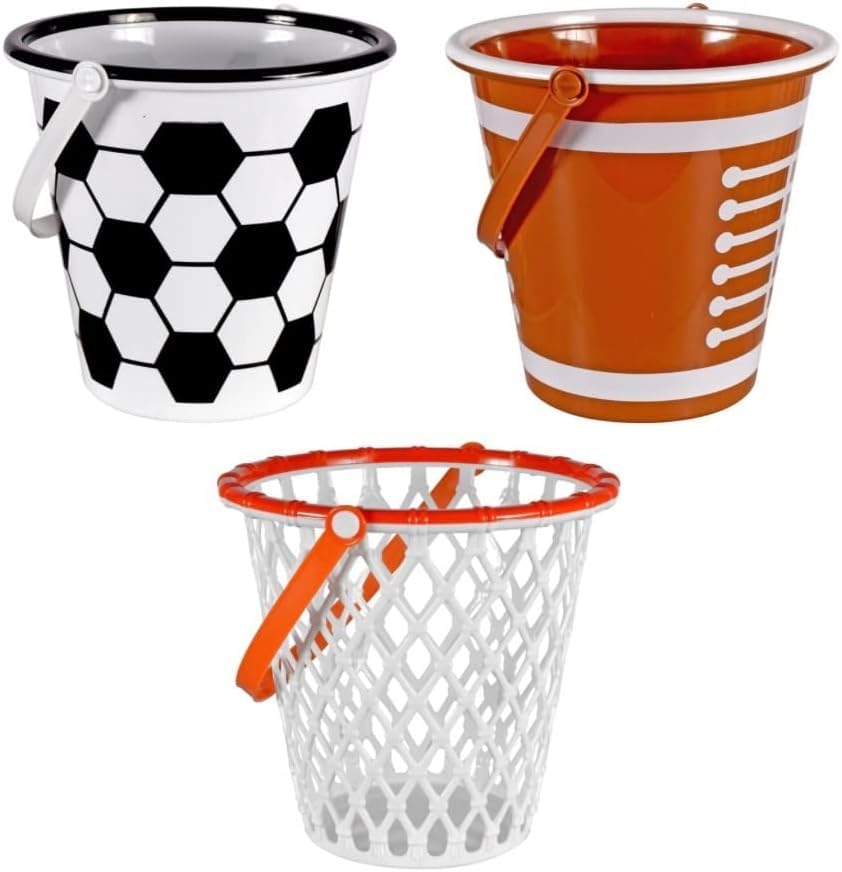 Basketball Hoop Easter Basket & Halloween Candy Bucket, 7.25-Inch Tall Plastic Toy Storage