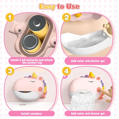Bath Bubble Machine for Toddlers – Automatic Bubble Maker with Music, Safe for Ages 1-8, Best Birthday Gift