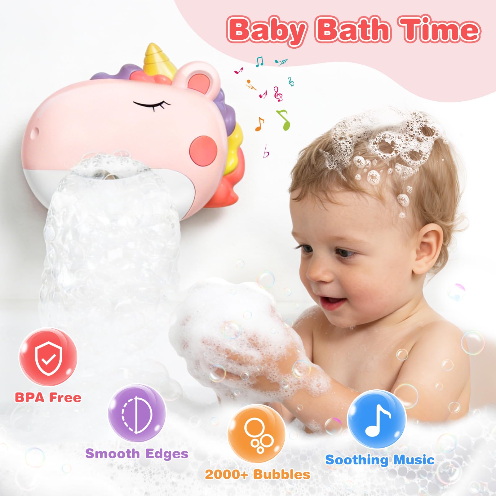 Bath Bubble Machine for Toddlers – Automatic Bubble Maker with Music, Safe for Ages 1-8, Best Birthday Gift