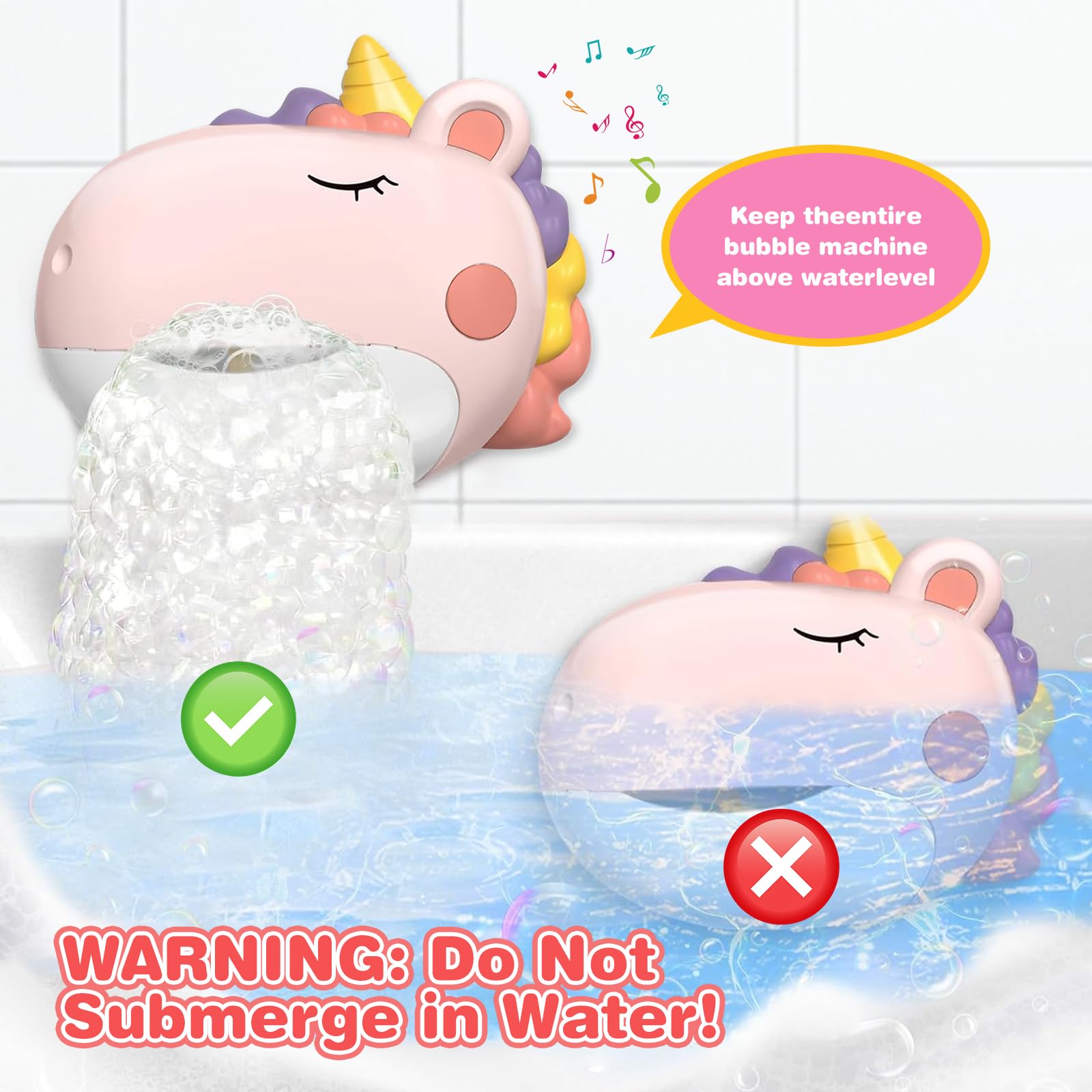 Bath Bubble Machine for Toddlers – Automatic Bubble Maker with Music, Safe for Ages 1-8, Best Birthday Gift