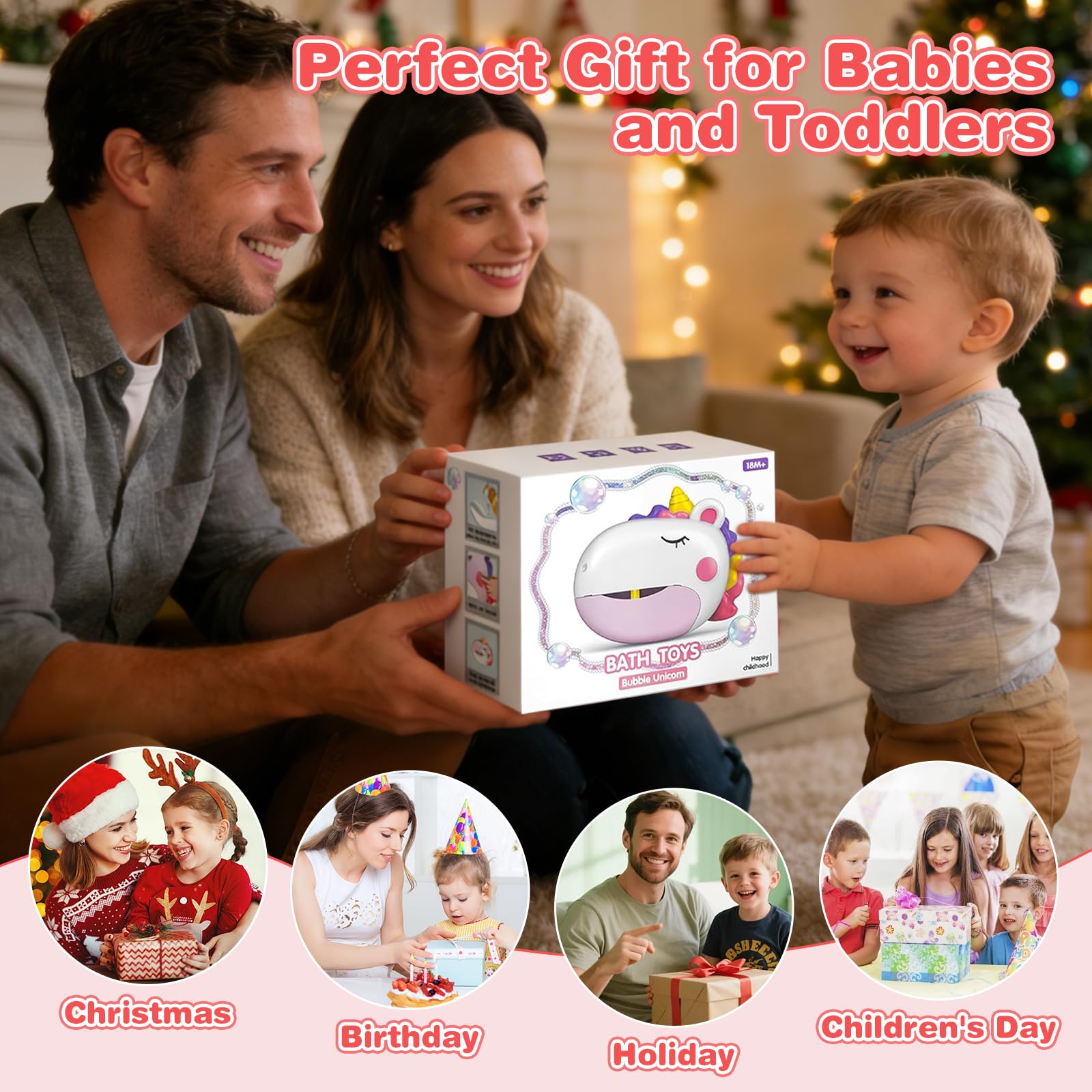 Bath Bubble Machine for Toddlers – Automatic Bubble Maker with Music, Safe for Ages 1-8, Best Birthday Gift
