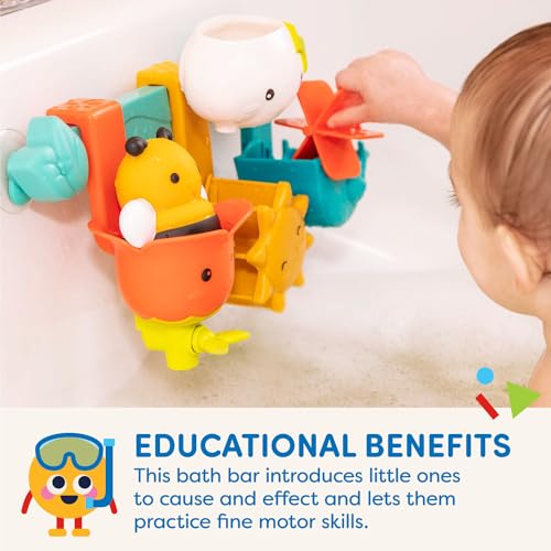 Battat Baby Bath Toy Bar with 6 Removable Pieces and Suction Cups for Toddlers 12+ Months