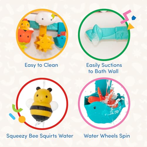 Battat Baby Bath Toy Bar with 6 Removable Pieces and Suction Cups for Toddlers 12+ Months