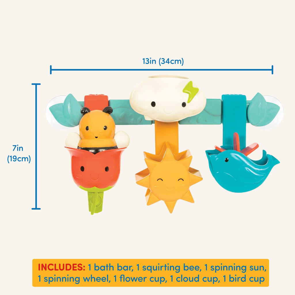 Battat Baby Bath Toy Bar with 6 Removable Pieces and Suction Cups for Toddlers 12+ Months
