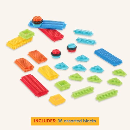 Battat Bristle Blocks Basic Builder Box – 36-Piece Interlocking Building Set with Wheels for Toddlers Age 2+