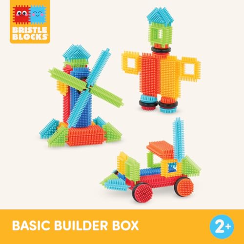 Battat Bristle Blocks Basic Builder Box – 36-Piece Interlocking Building Set with Wheels for Toddlers Age 2+
