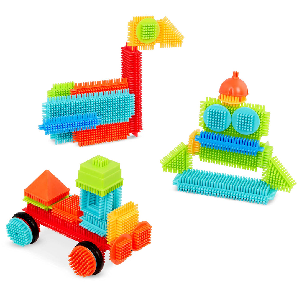 Battat Bristle Blocks Basic Builder Bucket – 50-Piece Interlocking STEM Building Set for Toddlers Age 2+