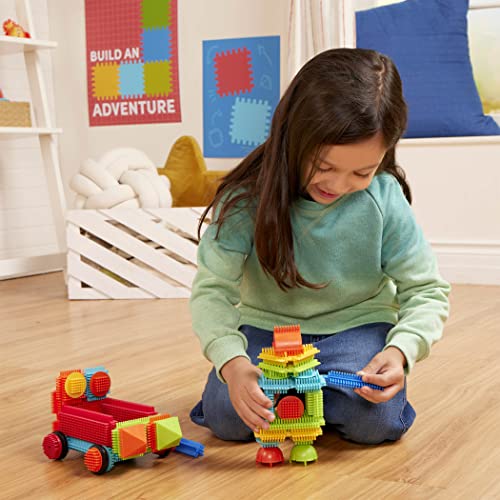 Battat Bristle Blocks Basic Builder Bucket – 50-Piece Interlocking STEM Building Set for Toddlers Age 2+
