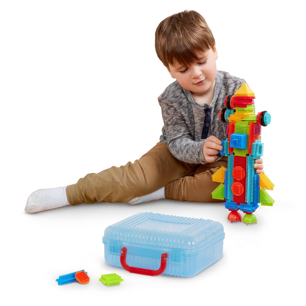 Battat Bristle Blocks Basic Builder Case – 50-Piece Interlocking Building Set with Wheels & Carry Case for Toddlers Ages 2+