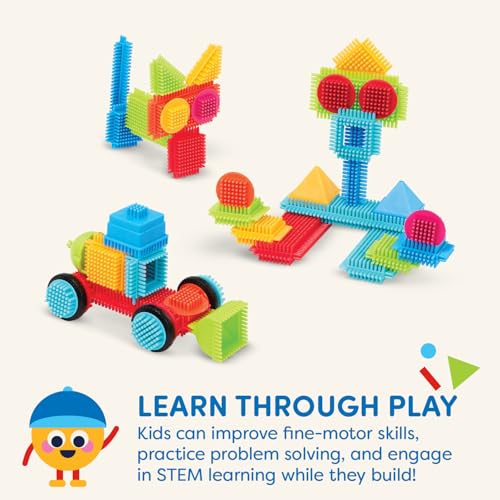 Battat Bristle Blocks Basic Builder Case – 50-Piece Interlocking Building Set with Wheels & Carry Case for Toddlers Ages 2+
