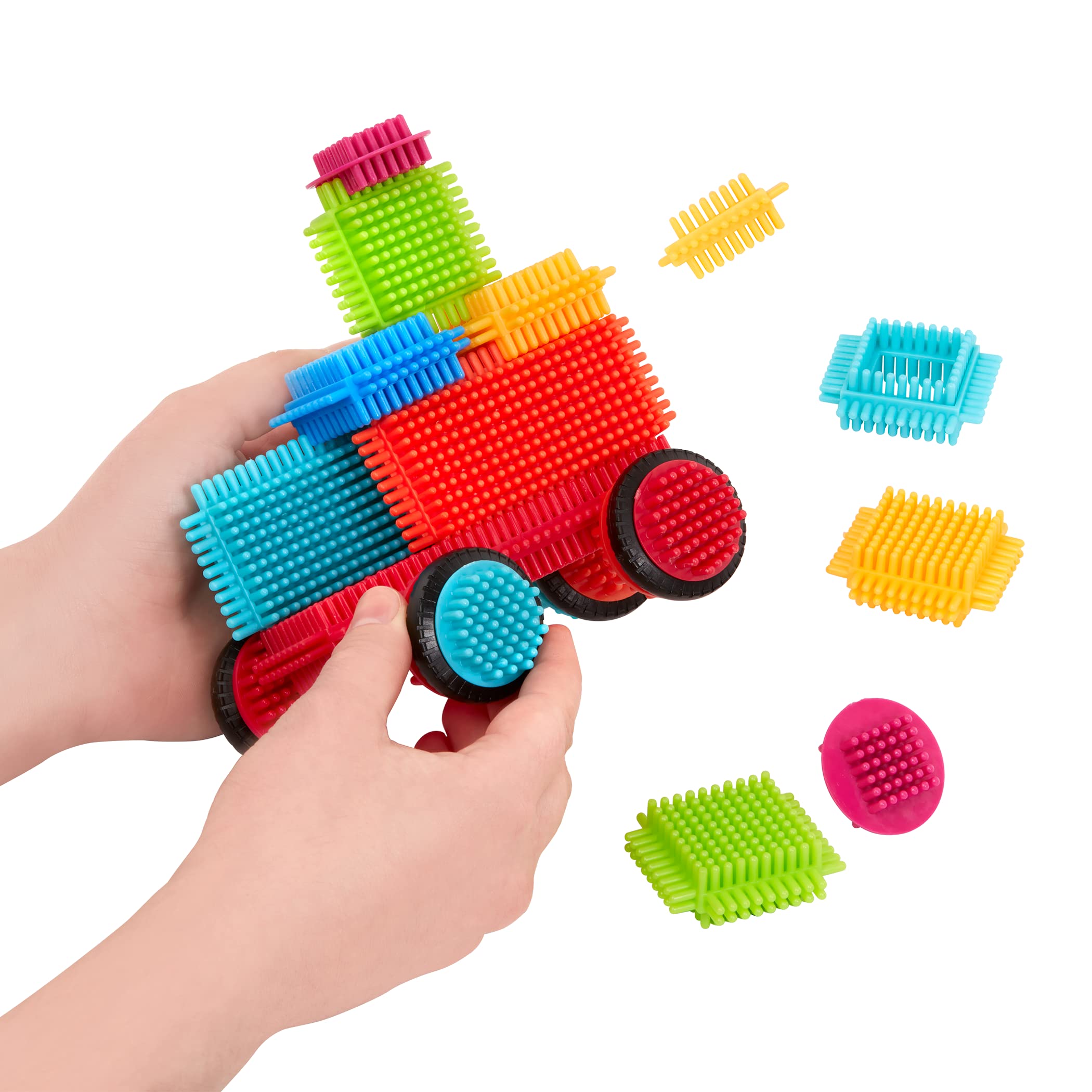 Battat Bristle Blocks Basic Builder Case – 50-Piece Interlocking Building Set with Wheels & Carry Case for Toddlers Ages 2+