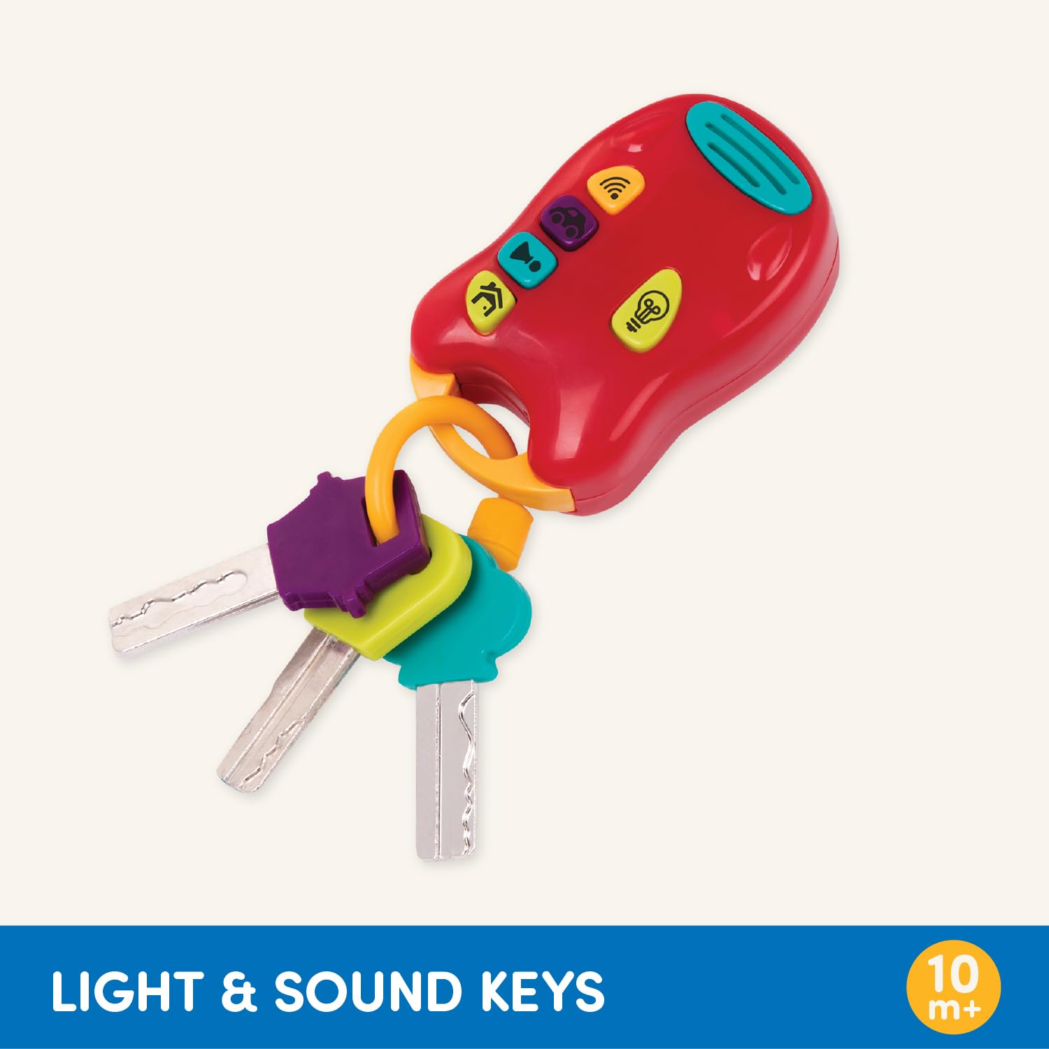 Battat Light & Sound Toy Car Keys Set – 3 Keys & Remote with Flashlight – for Toddlers 10+ Months