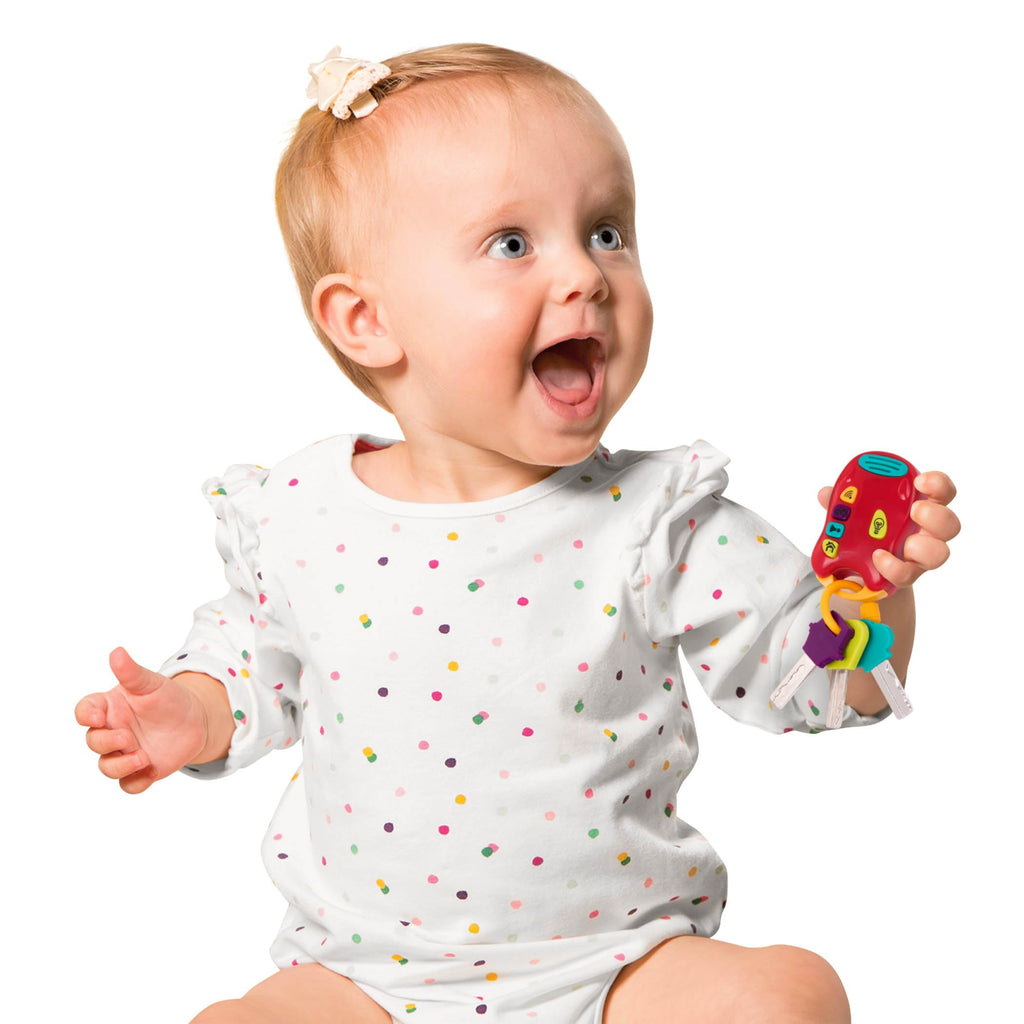 Battat Light & Sound Toy Car Keys Set – 3 Keys & Remote with Flashlight – for Toddlers 10+ Months