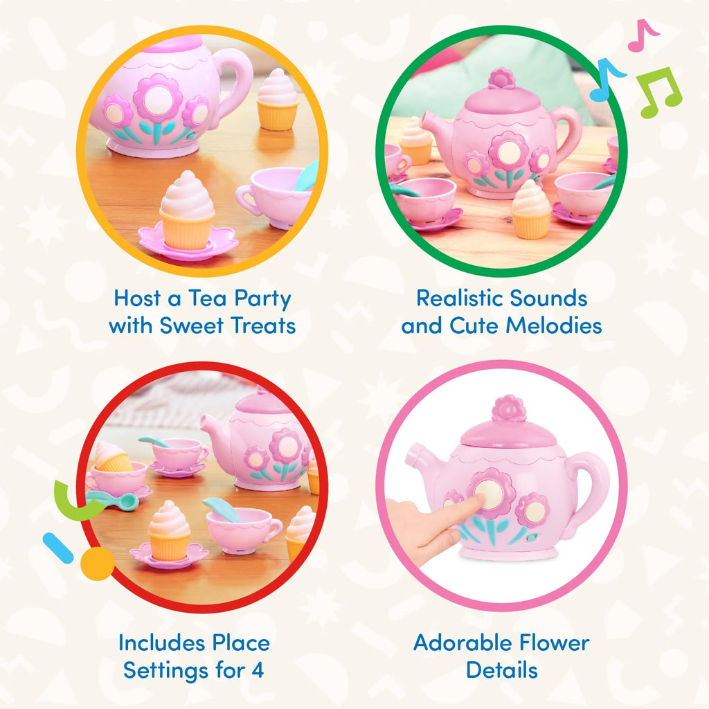 Battat Play Circle Singing Teapot Musical Tea Party Set – 17 Pieces, Ages 3+