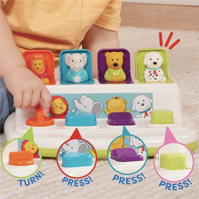 Battat Pop-Up Pals – Cause-and-Effect Toy with Buttons & Colors for Toddlers 18+ Months