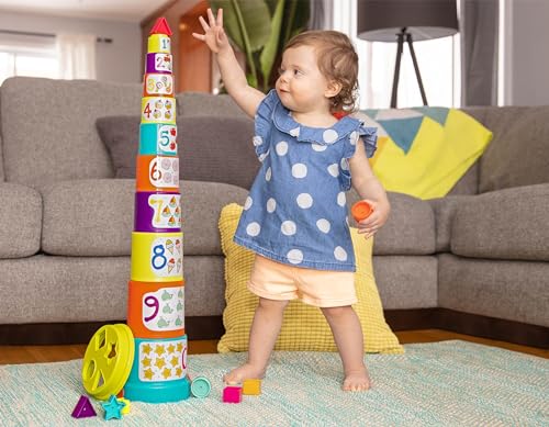 Battat Sort & Stack Nesting Cups Set - 19 Pieces Stacking Toy for Toddlers 18+ Months