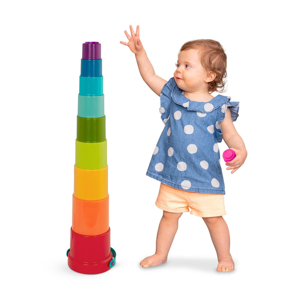 Battat Stack Up Cups – 10-Piece Nesting and Stacking Toy Set – Multicolored Cups for Bath, Beach, and Learning