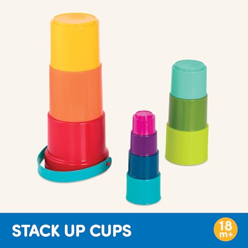 Battat Stack Up Cups – 10-Piece Nesting and Stacking Toy Set – Multicolored Cups for Bath, Beach, and Learning
