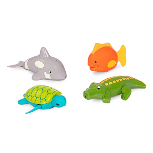 Battat Wind-Up Tubbies – 4-Pack Bath Toys That Swim and Move – Turtle, Fish, Crocodile, Whale – Ages 2+