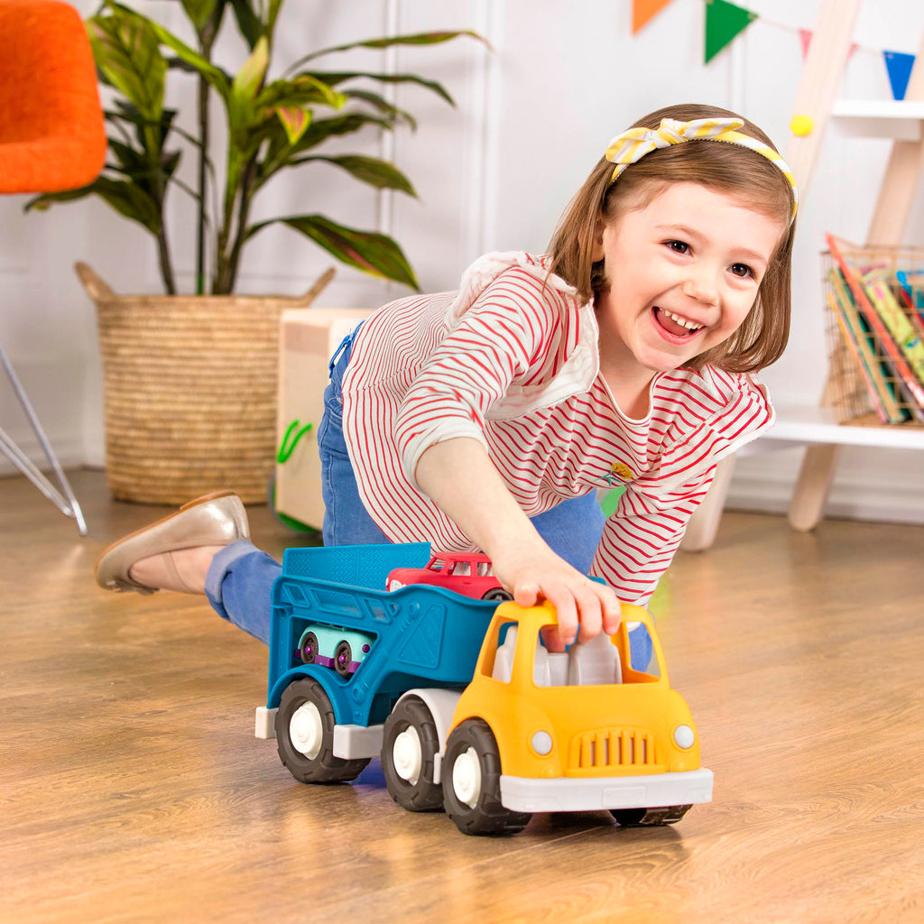 Battat Wonder Wheels Toy Carrier Truck & 2 Cars – Toddler Vehicle Playset