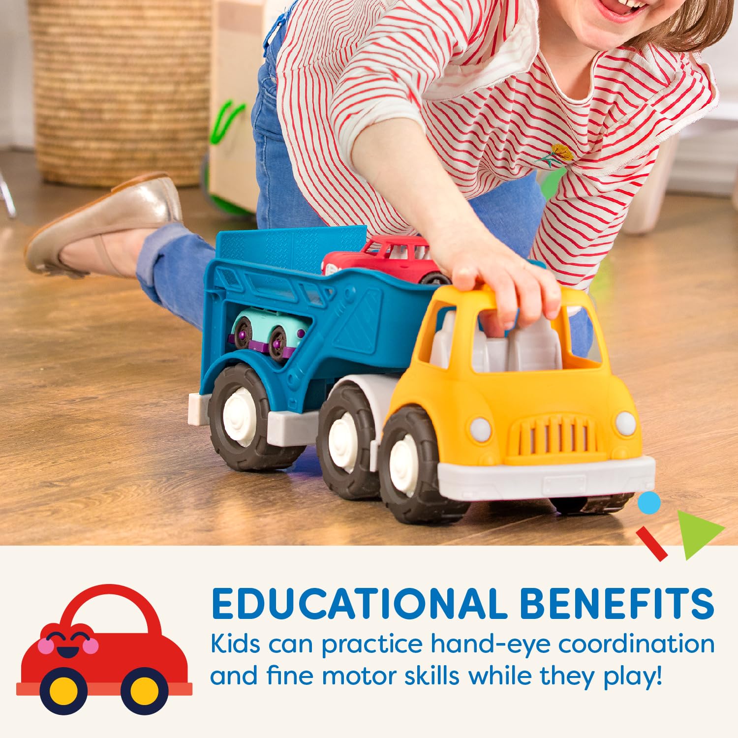 Battat Wonder Wheels Toy Carrier Truck & 2 Cars – Toddler Vehicle Playset