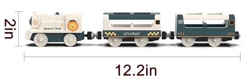 Battery Powered Train Set for Wooden Railway - 3-Piece Motorized Locomotive with Lights & Sounds - Compatible with Thomas & Friends, Brio, Chuggington